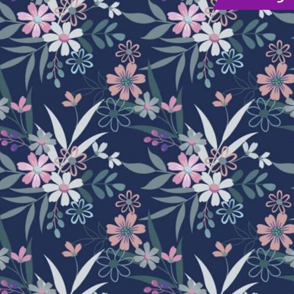 Trend blossoms Navy & Light Pink Floral One-Shoulder Ruffle-Hem Dress - Girls 10 - Picture 3 of 5